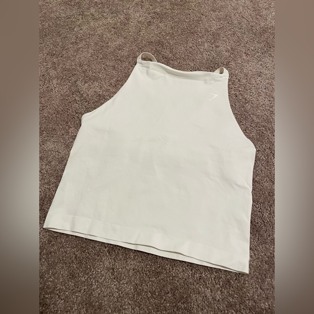 Women’s Gymshark Everyday Seamless High Neck Tank Sports Bra with Shelf 
White
L